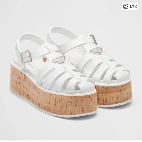 Prada Shoes - Prada white rubber cork wedge ankle size 38